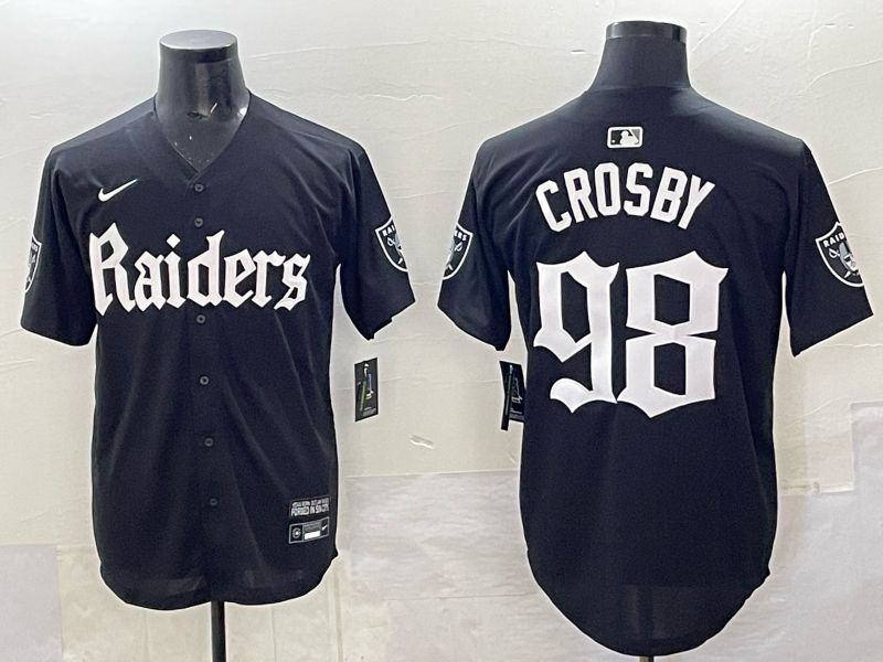 Men 2025 Oakland Raiders 98 Crosby Black 6th generation Joint Name Nike Limited NFL Jersey style 01